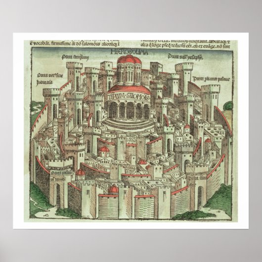 Tを示す城壁の都市エルサレムのビュー ポスター (正面)
