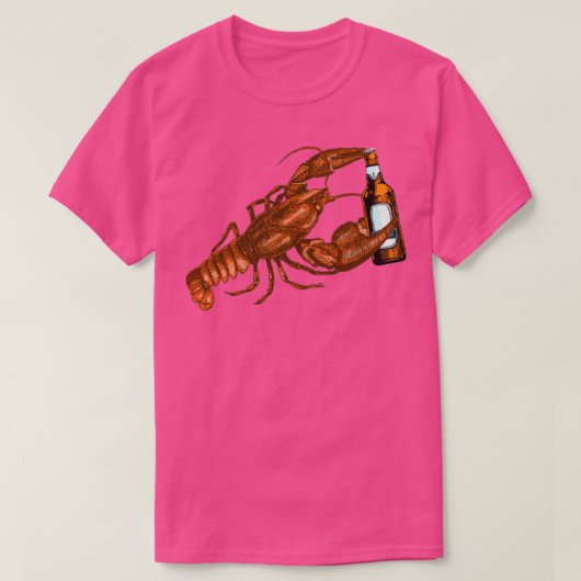 Tを飲むロブスター付ビール Tシャツ (デザイン正面)