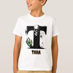 Tイニシャルトリックまたはかわいいハロウィンを扱う Tシャツ