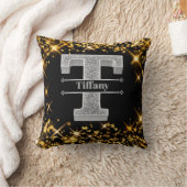 Tイニシャルパーソナライズされたシルバーモノグラムあなたの名前 クッション (ブランケット)