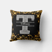 Tイニシャルパーソナライズされたシルバーモノグラムあなたの名前 クッション (裏面)