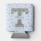 Tイニシャルパーソナライズされたシルバーモノグラムあなたの名前 缶クーラー (裏面)