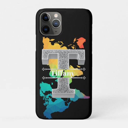 Tイニシャルパーソナライズされたシルバーモノグラムあなたの名前 Case-Mate iPhoneケース (裏)
