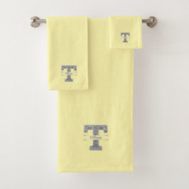 Tイニシャルパーソナライズされたシルバーモノグラムあなたの名前B バスタオルセット