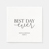 Tエレガント結婚モダン付きナプキパーソナライズされたン スタンダードカクテルナプキン (正面)