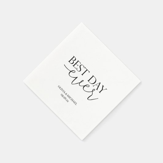 Tエレガント結婚モダン付きナプキパーソナライズされたン スタンダードカクテルナプキン (角)