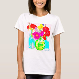 Tカラフルシャツのボトルの花 Tシャツ