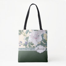 Tコーナンウッドブロックプリント「ハイビスカスとブラウリア」