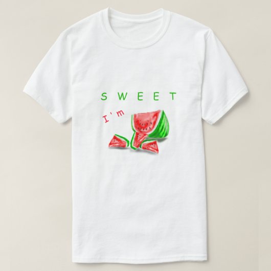 Tシおもしろいャツスイカと文字よくはしゃぐ Tシャツ (デザイン正面)