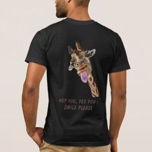 Tシャよくはしゃぐツハッピーキリン舌アウト – スマイル Tシャツ