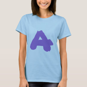 Tシャツおよびプロダクトの紫色の手紙か文字 Tシャツ