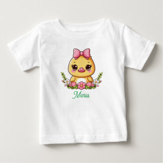 Tシャツかわいいイエローアヒル ベビーTシャツ