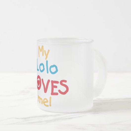 Tシャツとギフトが大好き フロストグラスマグカップ (正面右)