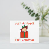 Tシャツとギフトが届いた休日のベビーガール シーズンポストカード (スタンド正面)