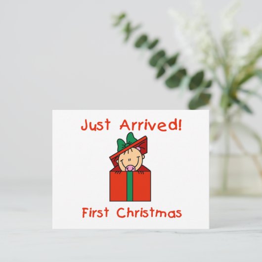 Tシャツとギフトが届いた休日のベビーガール シーズンポストカード (スタンド正面)