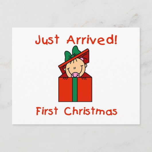 Tシャツとギフトが届いた休日のベビーガール シーズンポストカード (正面)