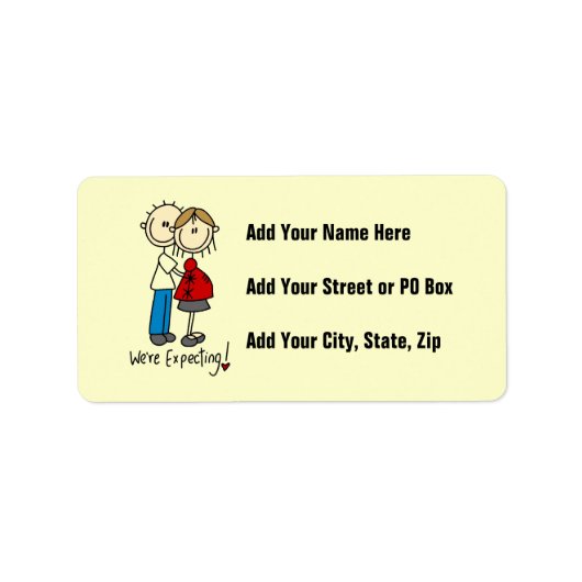 Tシャツとギフトを期待しているカップル ラベル (正面)