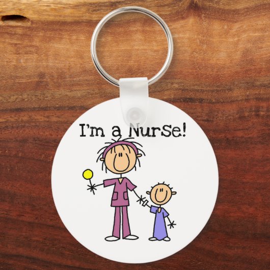 Tシャツとギフトを着たナース キーホルダー (正面)