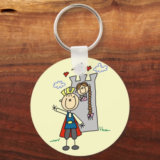 Tシャツとギフトを着た王子と少女 キーホルダー (正面)