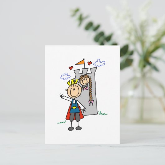 Tシャツとギフトを着た王子と少女 ポストカード (スタンド正面)