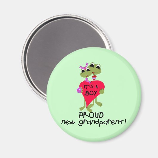 Tシャツとギフトを着た男の子の祖父 マグネット (正面/裏面)