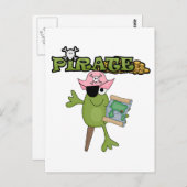 Tシャツとギフトを着た蛙の子 ポストカード (正面/裏面)