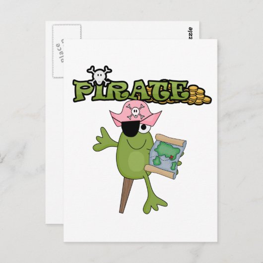 Tシャツとギフトを着た蛙の子 ポストカード (正面/裏面)