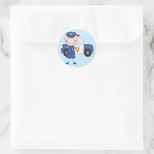 Tシャツとギフト警官(男性) ラウンドシール (バッグ)