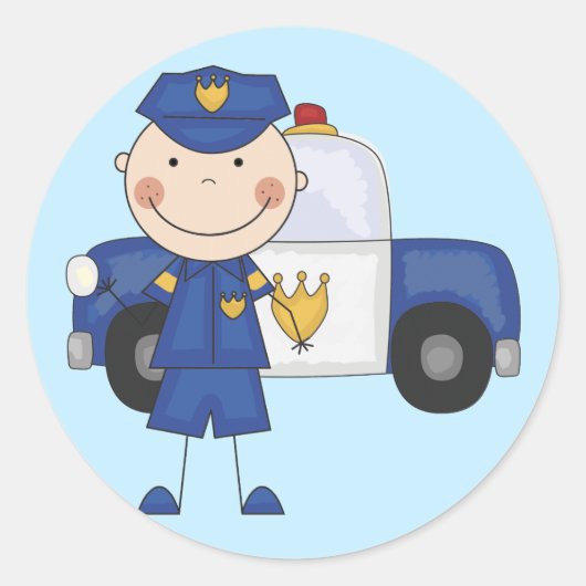 Tシャツとギフト警官（男性） ラウンドシール (正面)