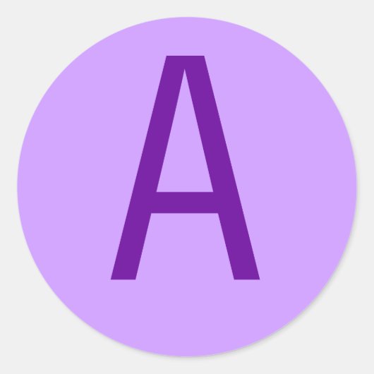 Tシャツと製品の紫の手紙または文字 ラウンドシール (正面)