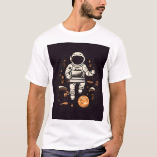 Tシャツにコーヒーを印刷した宇宙飛行士 Tシャツ