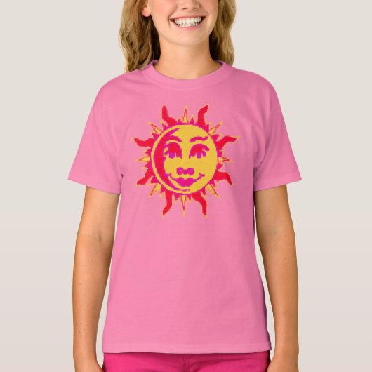 Tシャツにサンモチーフの女の子 Tシャツ (正面)
