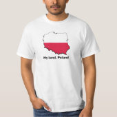Tシャツに印刷されたポーランドの地図と国旗 Tシャツ (正面)