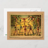 Tシャツに13個のアクロバットのオールドサーカスのポスター ポストカード (正面/裏面)