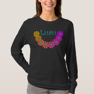 Tシャツのカラフルなレイのルアウ(ハワイ式宴会)の花のハイビスカスの Tシャツ