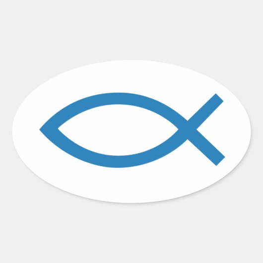 Tシャツのキリシタン魚のシンボル、イエス・キリスト 楕円形シール (正面)