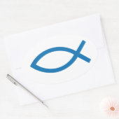 Tシャツのキリシタン魚のシンボル、イエス・キリスト 楕円形シール (封筒)