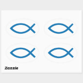 Tシャツのキリシタン魚のシンボル、イエス・キリスト 楕円形シール (シート)