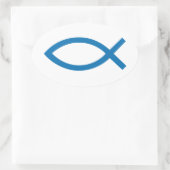 Tシャツのキリシタン魚のシンボル、イエス・キリスト 楕円形シール (バッグ)