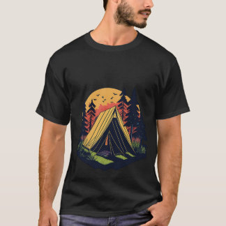 tシャツのグラフィックデザイン、単独のテントのフラットデザイン tシャツ