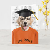 tシャツのゴールデントリーバー卒業 カード (黄色い花)