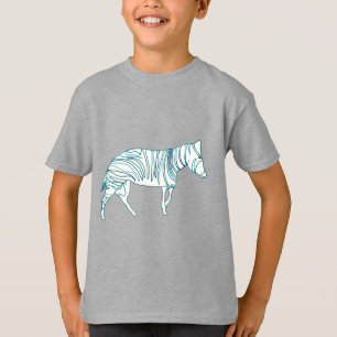 Tシャツのスケッチにティール(緑がかった色)したゼブラの輪郭 Tシャツ