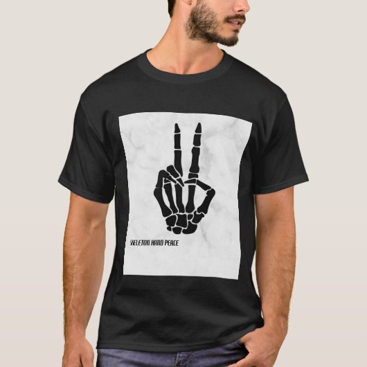 Tシャツのスケルトンの手の平和 Tシャツ (正面)