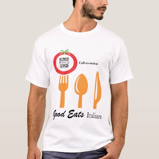 Tシャツのテンプレートのカジュアルな食事のイタリア語 Tシャツ (正面)