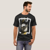 Tシャツのトレンド抽象芸術アート白黒金ゴールド Tシャツ (正面フル)
