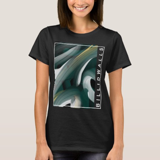 Tシャツのトレンド抽象芸術白黒緑 Tシャツ (正面)