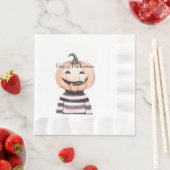 Tシャツのハロウィンカボチャ頭 縁ありランチョンナプキン (インサイチュ)