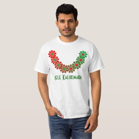 TシャツのレイのMele Kalikimakaのメリークリスマス色 Tシャツ (正面フル)