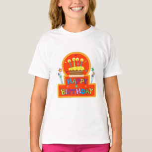 Tシャツの上にキャンドルカラフル付きケーキ Tシャツ