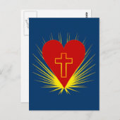 Tシャツの十字との華麗なハート、多く ポストカード (正面/裏面)